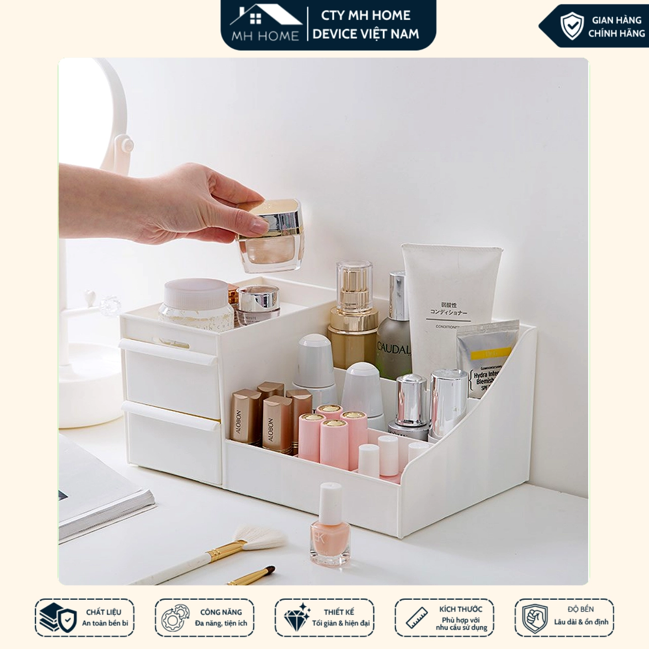 Kệ đựng mỹ phẩm đa năng 2 tầng nhiều ngăn tiết kiệm không gian trang trí đồ đạc